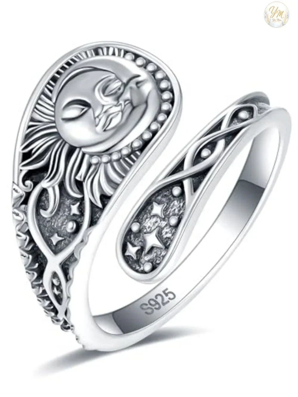 Sterling Silver Abalone Dragonfly Ring with Turquoise - Oxidized Wrap Ring